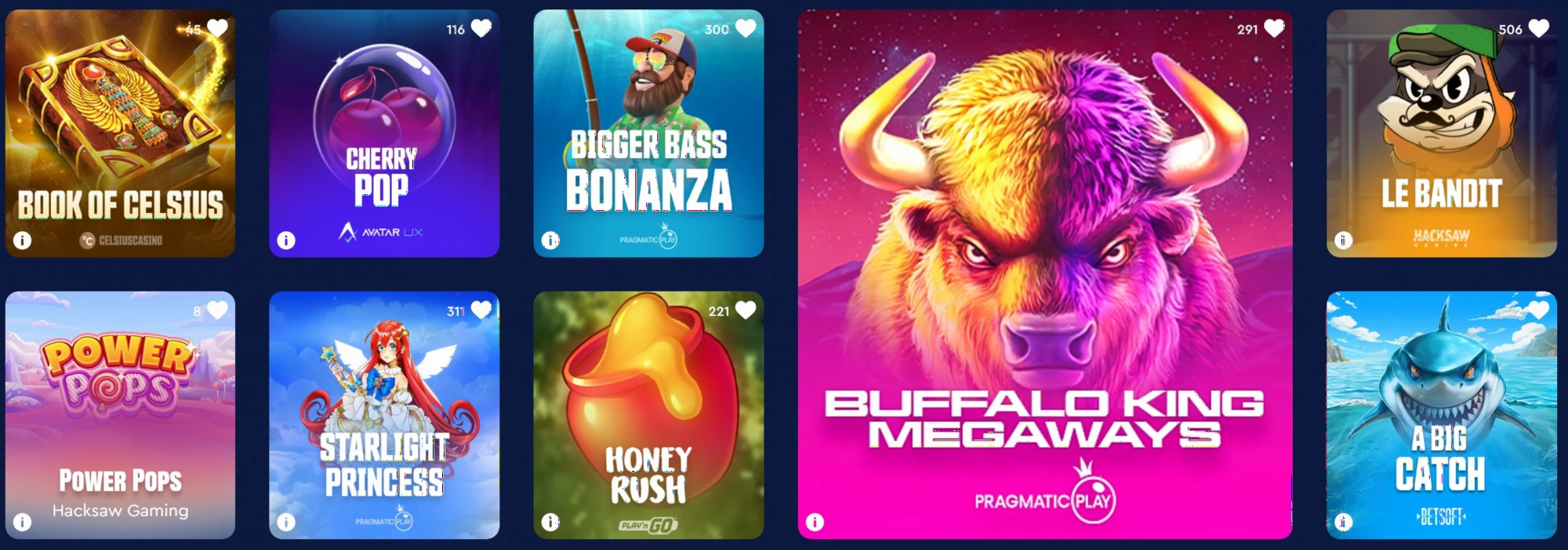 Catalogue de jeux Celsius Casino - slots et casino en ligne