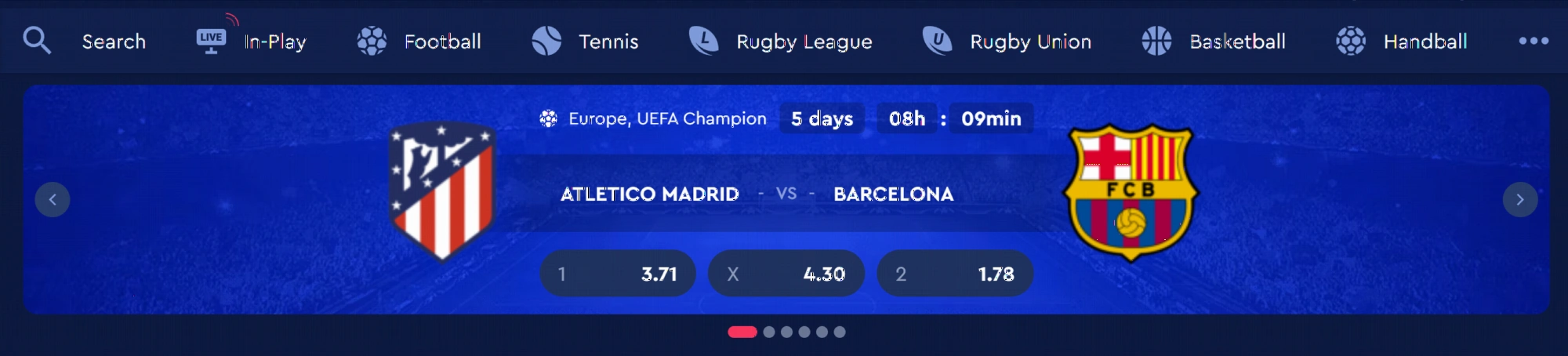 Section paris sportifs et jeux variés sur Celsius Casino